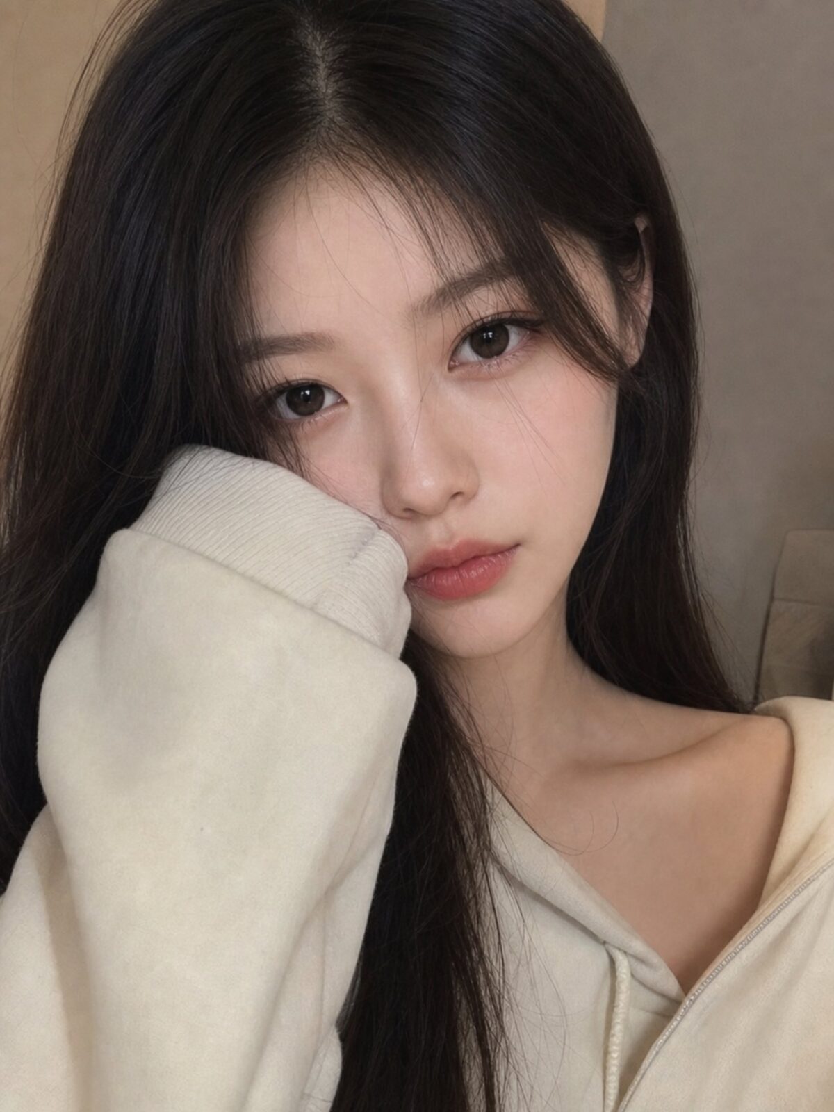 Nanobanana Pro 生成 冬日慵懒氛围感少女手机自拍人像 - AI绘画提示词