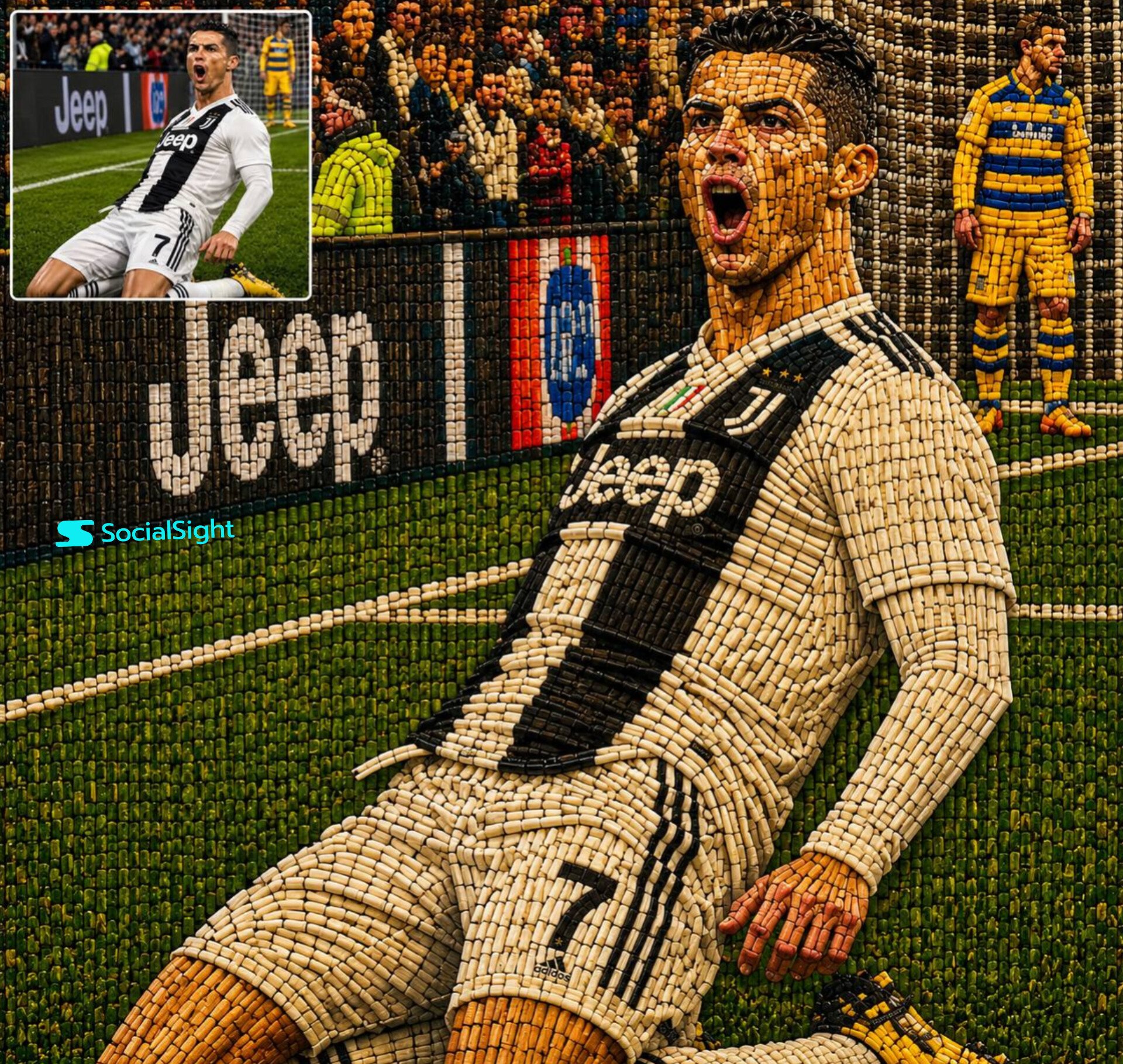 Portugal Football Legend Ronaldo Wooden Sculpture | 葡萄牙足球传奇C罗木艺拼贴雕塑 2 Nanobanana Pro 生成 葡萄牙足球传奇C罗木艺拼贴雕塑 - AI绘画提示词