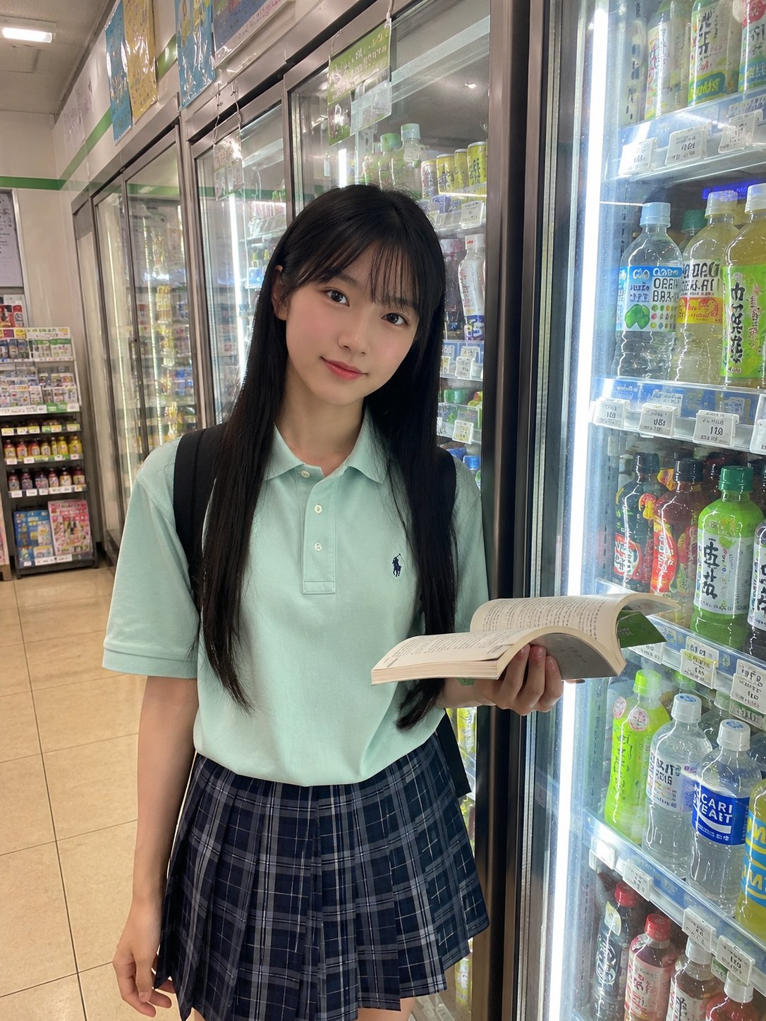 Japanese Girl Convenience Store Student Lifestyle | 日本长发女生便利店生活感抓拍 2 Nanobanana Pro 生成 日本长发女生便利店生活感抓拍 - AI绘画提示词