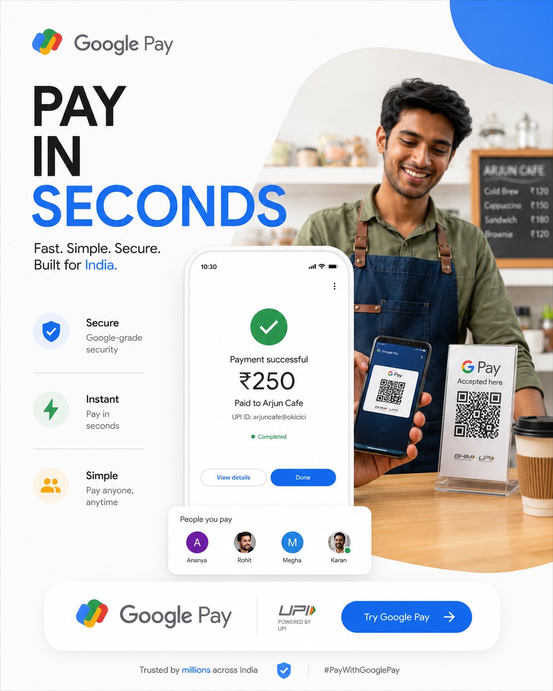 Google Pay India Premium Social Media Marketing Poster | Google Pay印度高端社媒海报设计 2 Nanobanana Pro 生成 Google Pay印度高端社媒海报设计 - AI绘画提示词