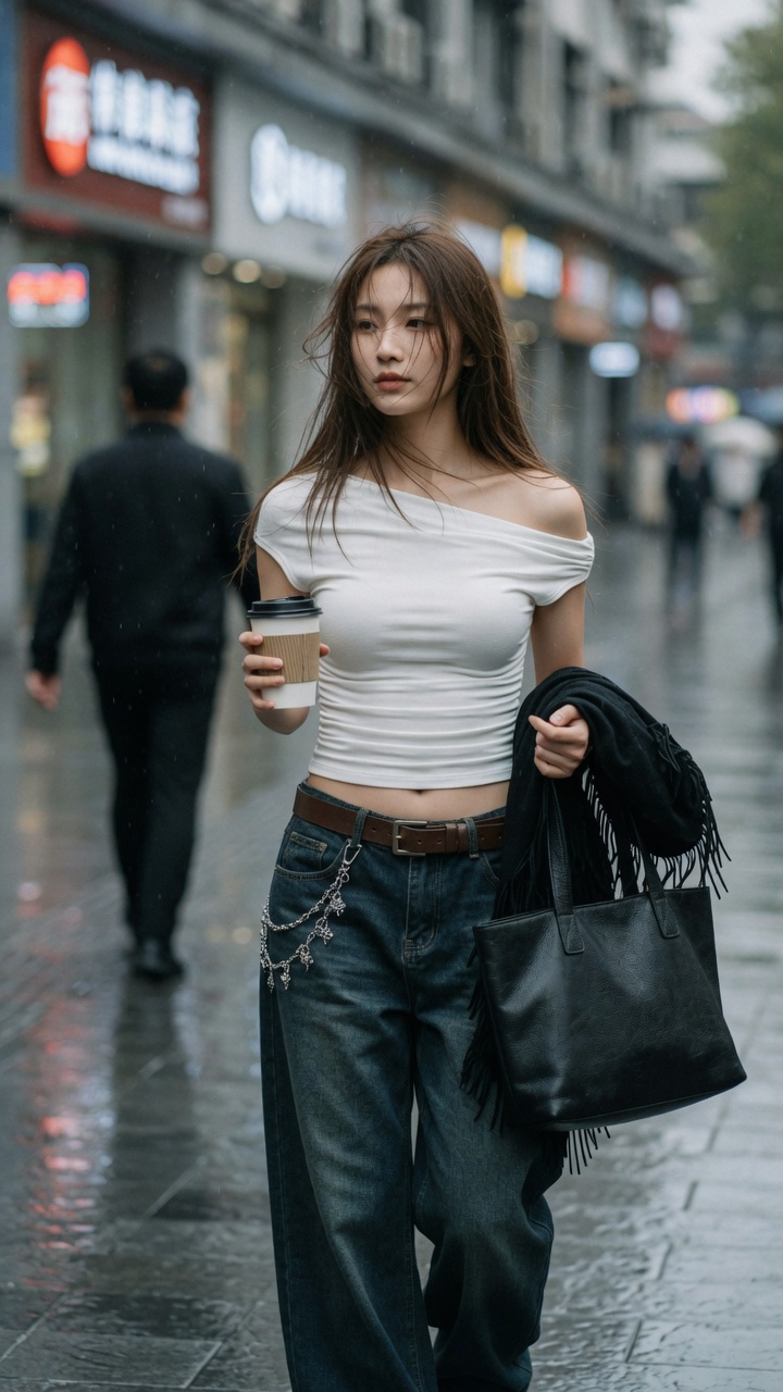 Photorealistic East Asian Woman Urban Street Fashion Photography | 雨后城市街头漫步的时尚东亚女性人像 2 Nanobanana Pro 生成 雨后城市街头漫步的时尚东亚女性人像 - AI绘画提示词