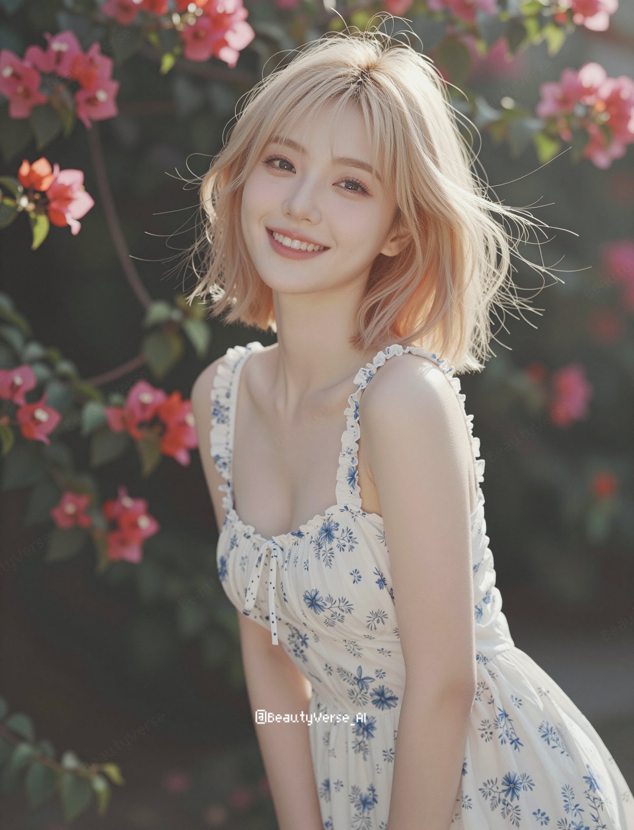 Nanobanana Pro 生成 超写实阳光花园日本美女写真 - AI绘画提示词