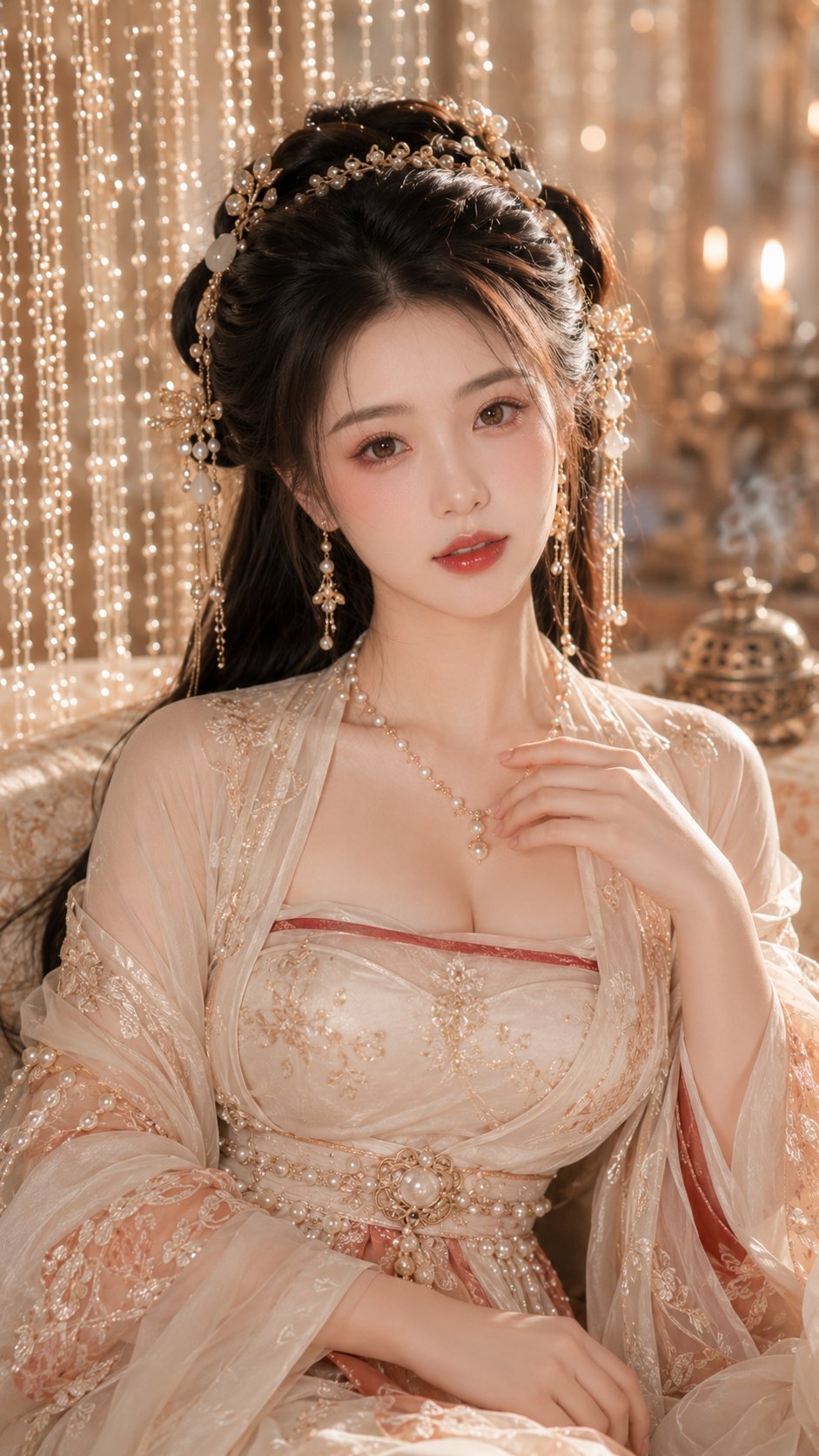 Nanobanana Pro 生成 唐风贵女高级水光美妆写真 - AI绘画提示词