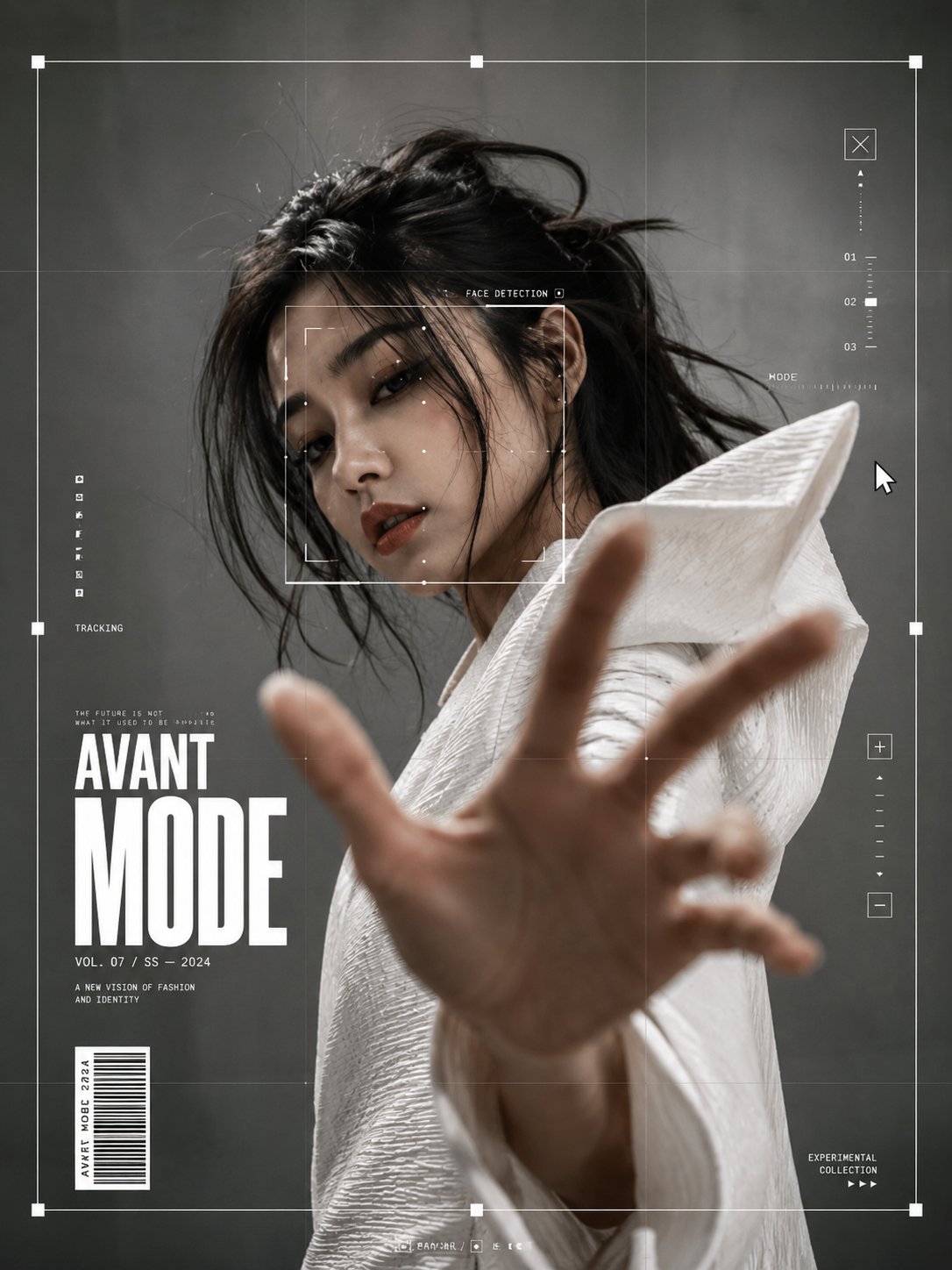 Nanobanana Pro 生成 前卫白色高定女装时尚人像 - AI绘画提示词