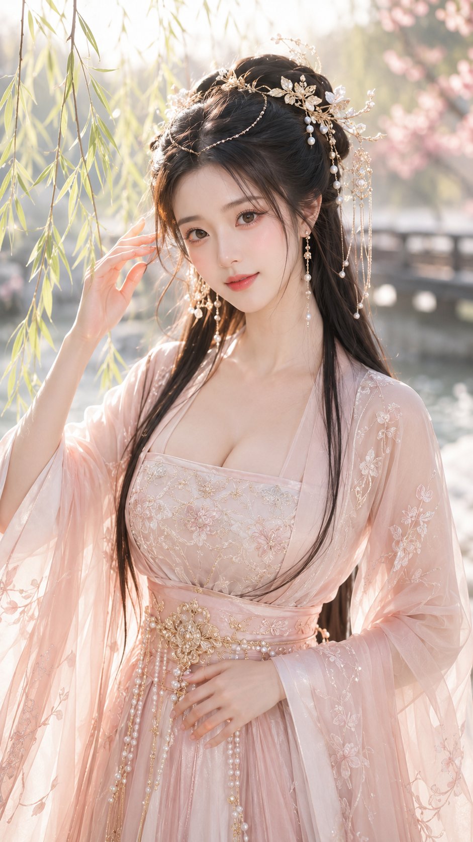 Nanobanana Pro 生成 唐风幻想春日仙侠女主精修写真 - AI绘画提示词