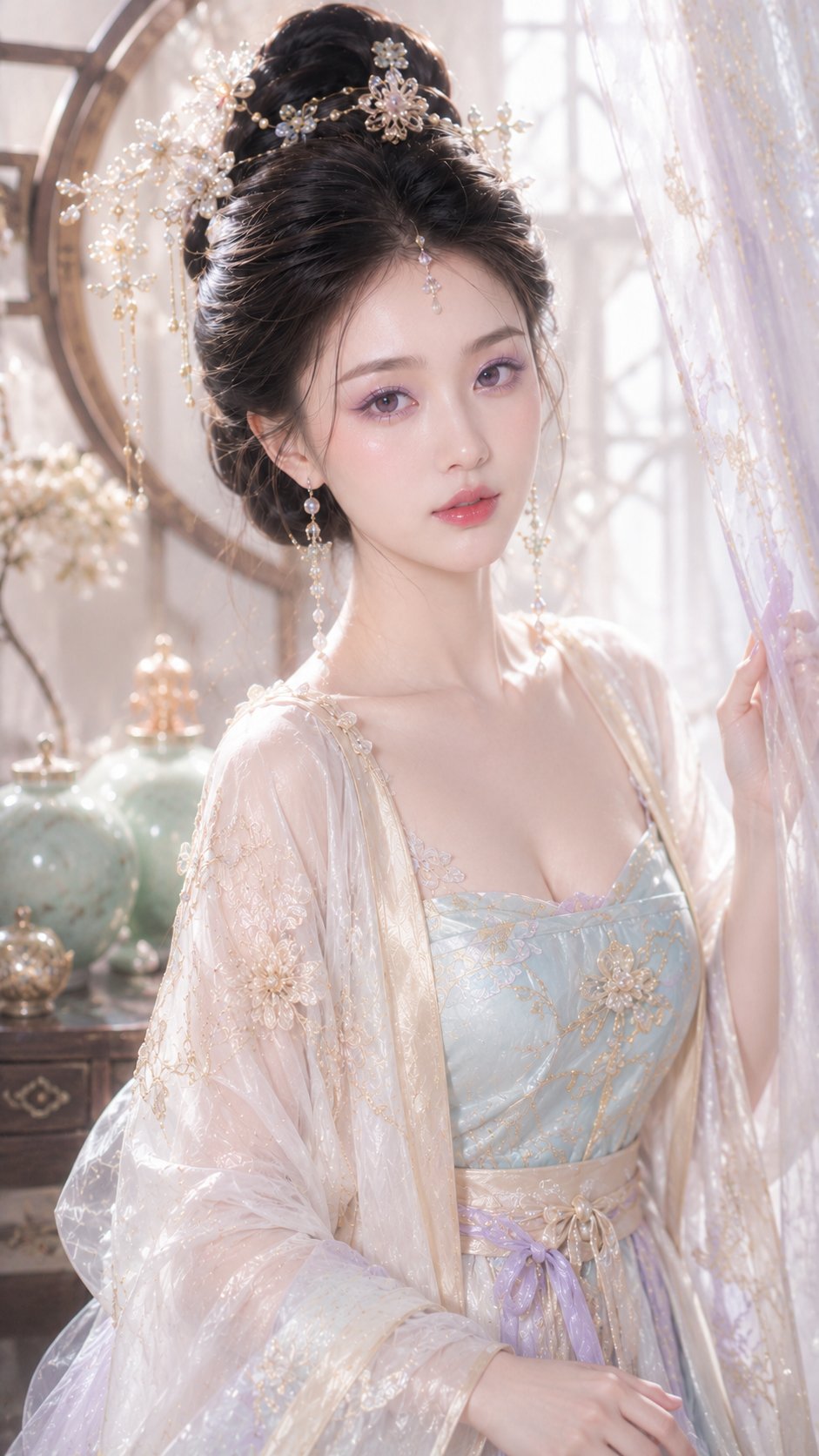 Nanobanana Pro 生成 东方古风贵女梦幻水光妆写真 - AI绘画提示词