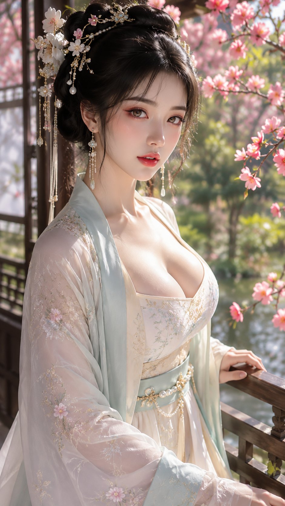 Nanobanana Pro 生成 古风贵女春日海棠庭院水光美妆写真 - AI绘画提示词