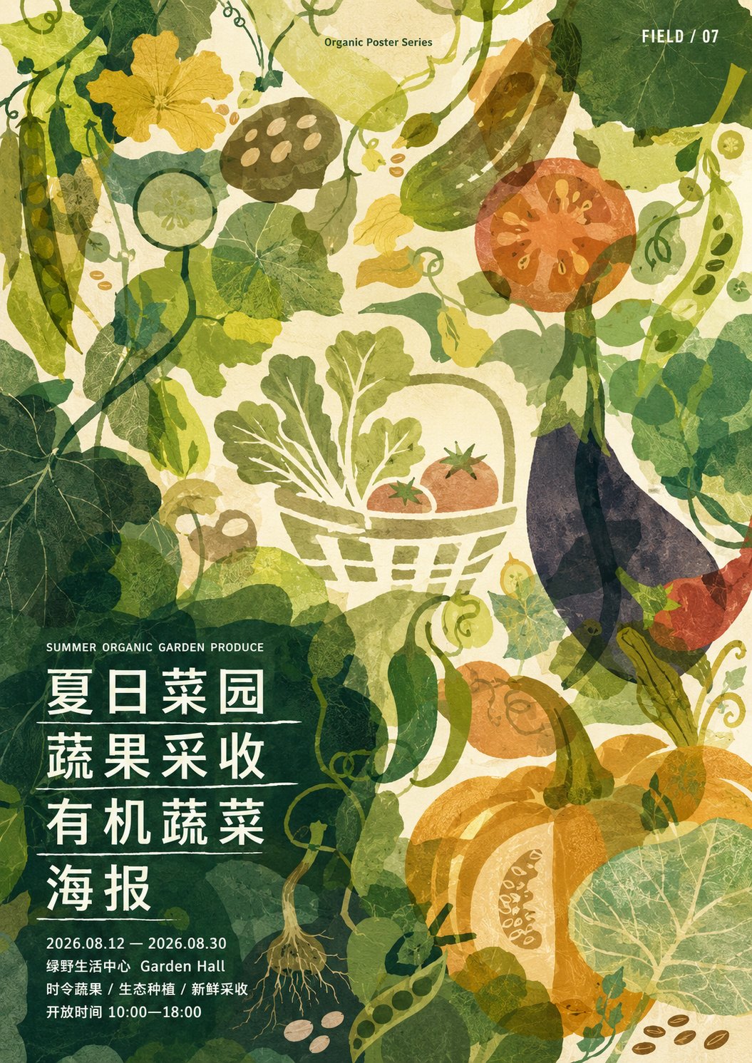 Nanobanana Pro 生成 高密度有机蔬菜平面视觉海报 - AI绘画提示词