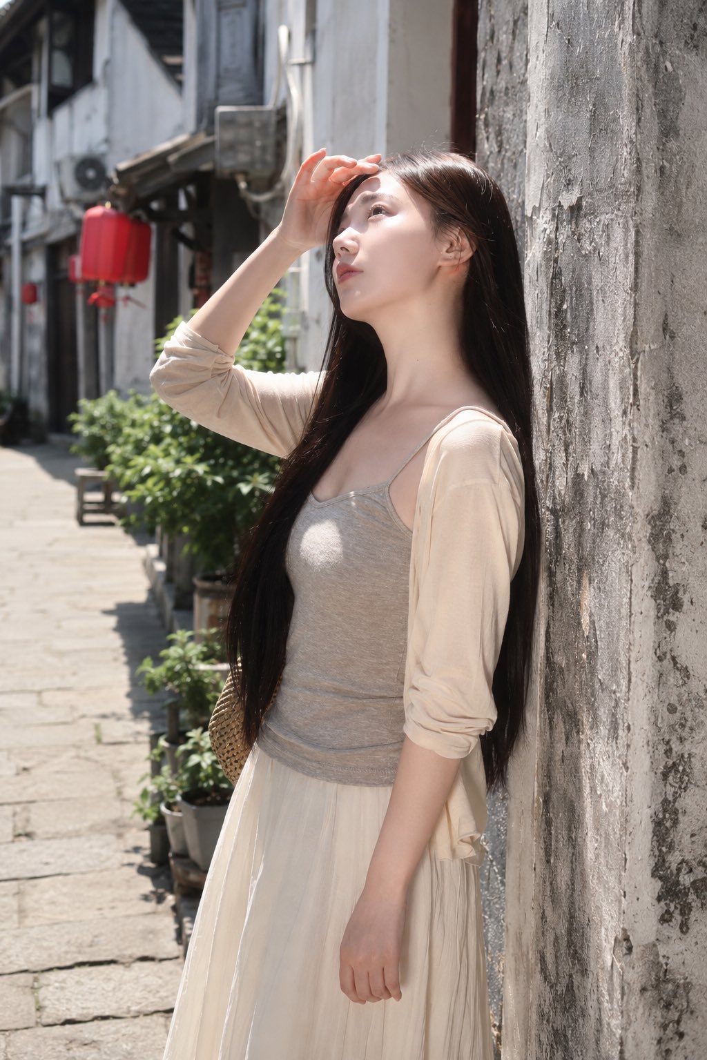 Nanobanana Pro 生成 老城巷弄东亚女性写实肖像 - AI绘画提示词