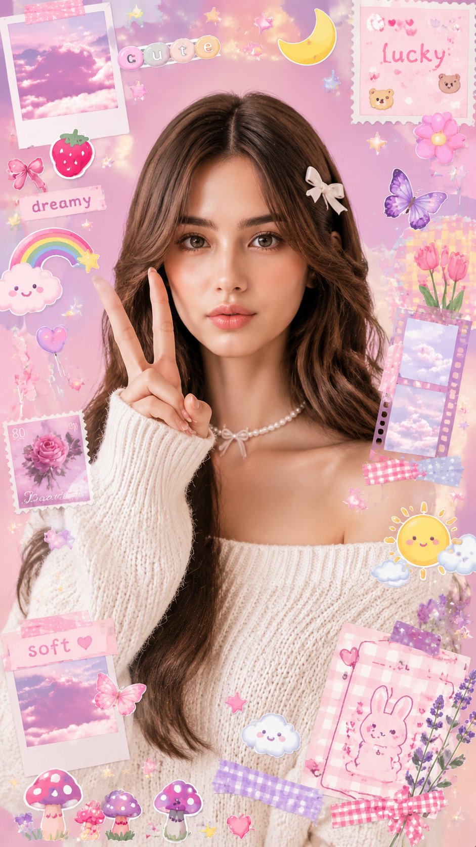 Nanobanana Pro 生成 唯美可爱韩系少女Y2K拼贴风格人像 - AI绘画提示词