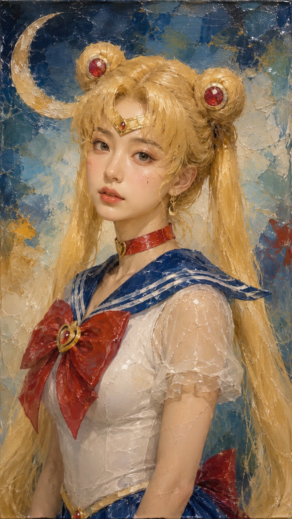 Nanobanana Pro 生成 美少女战士蜡彩风格肖像 - AI绘画提示词
