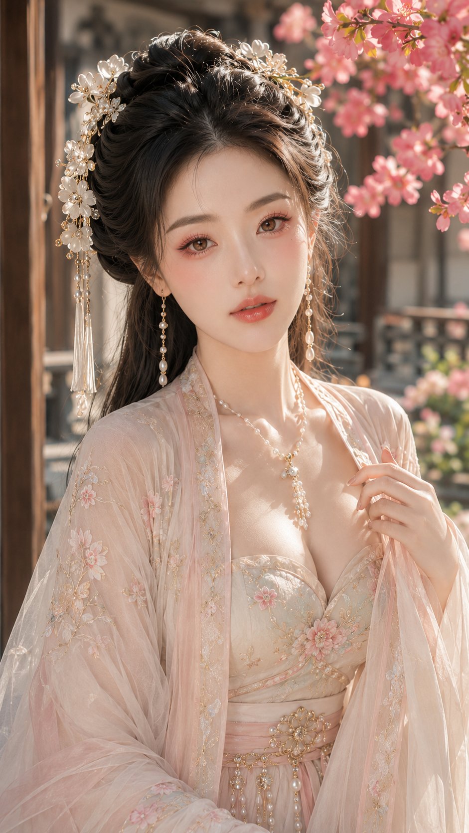 Nanobanana Pro 生成 古风贵女春日海棠水光美妆写真 - AI绘画提示词