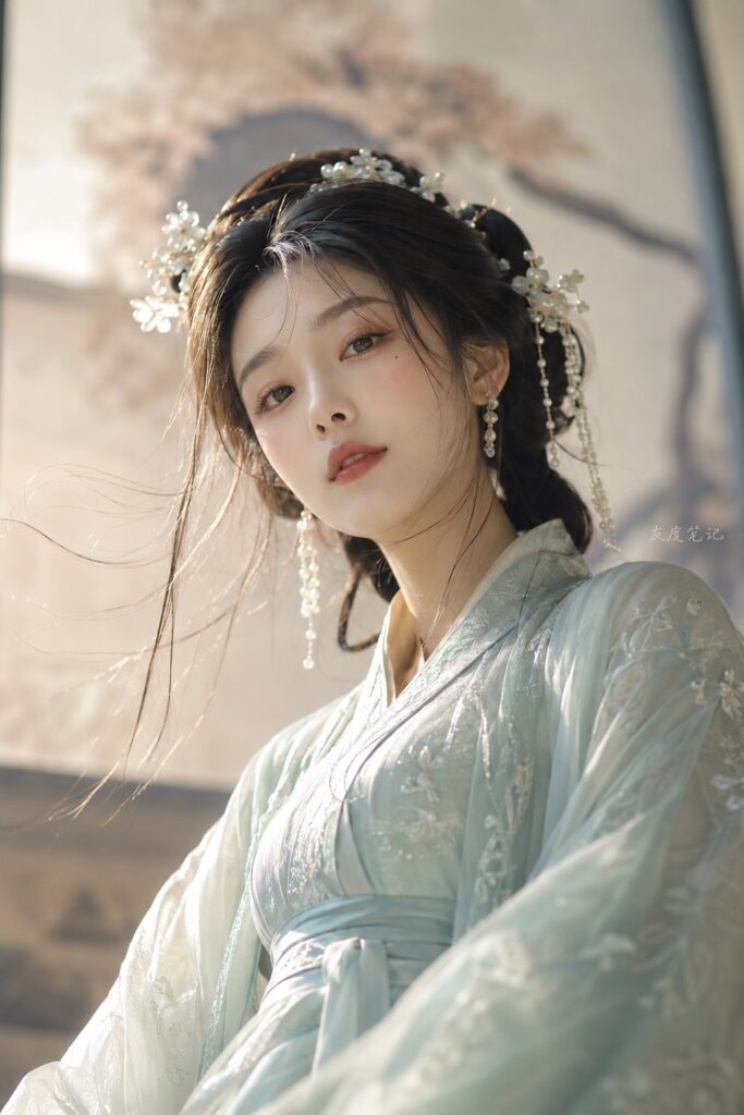 Song Dynasty Oriental Beauty Low Angle Portrait | 宋韵青衣温婉古风女子超写实半身像 5 Nanobanana Pro 生成 宋韵青衣温婉古风女子超写实半身像 - AI绘画提示词