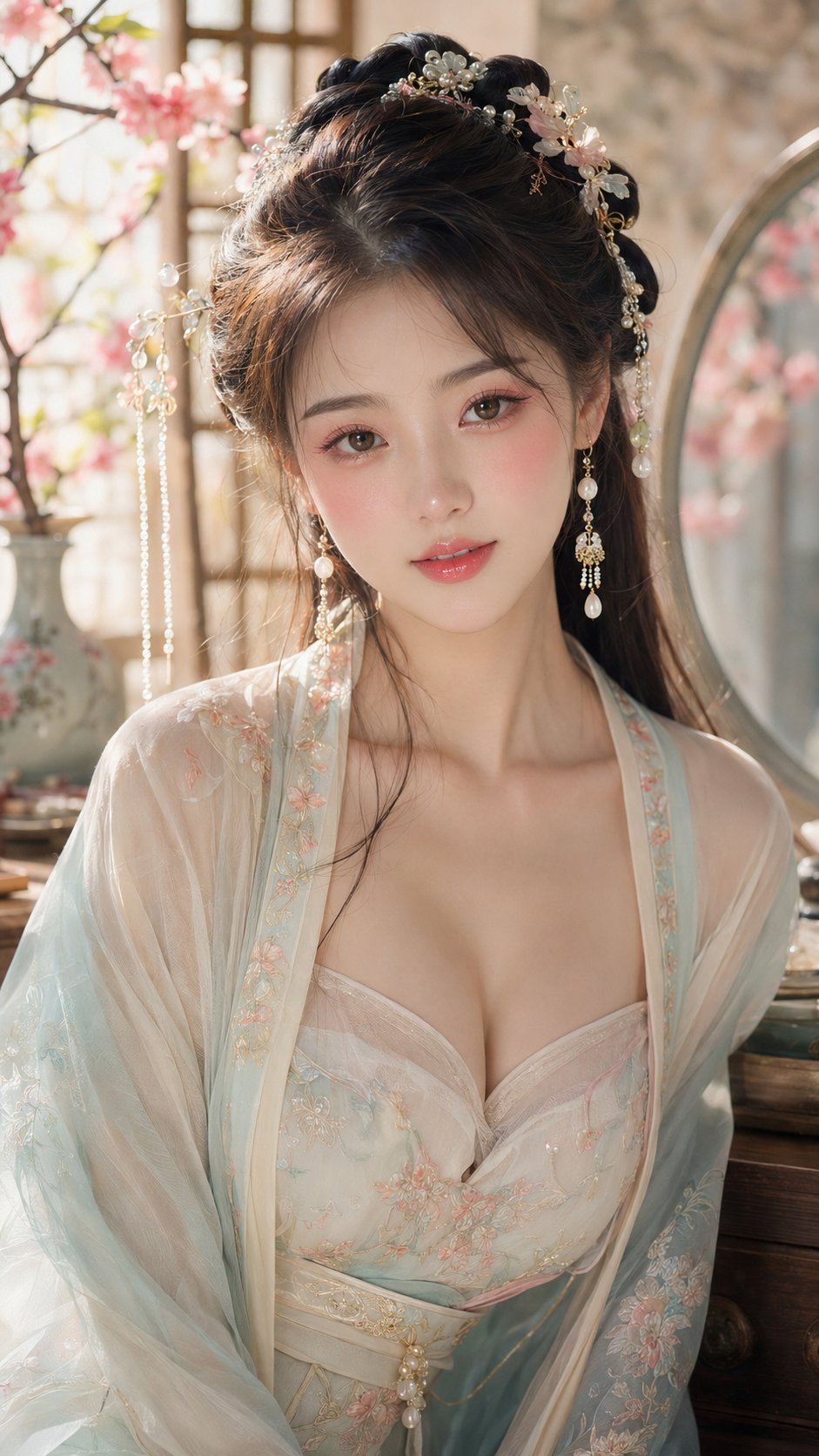 Nanobanana Pro 生成 古风贵女春日水光美妆写真 - AI绘画提示词