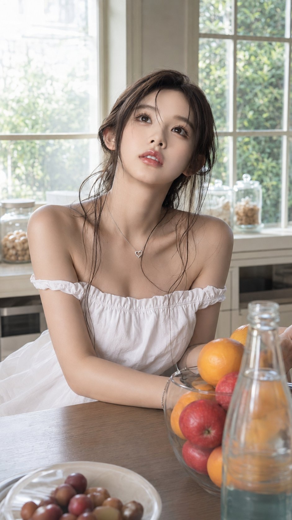 Young East Asian Woman Kitchen Lifestyle Portrait | 厨房餐桌旁温柔清新的东亚女性人像 2 Nanobanana Pro 生成 厨房餐桌旁温柔清新的东亚女性人像 - AI绘画提示词