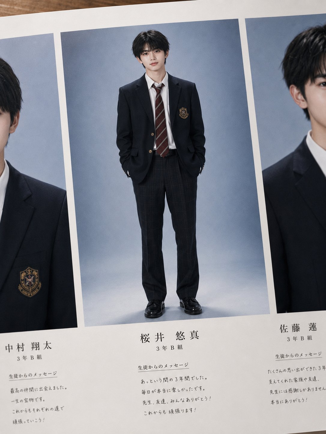 Japanese High School Graduation Yearbook Portrait | 日本高中毕业相册全身写真 2 Nanobanana Pro 生成 日本高中毕业相册全身写真 - AI绘画提示词