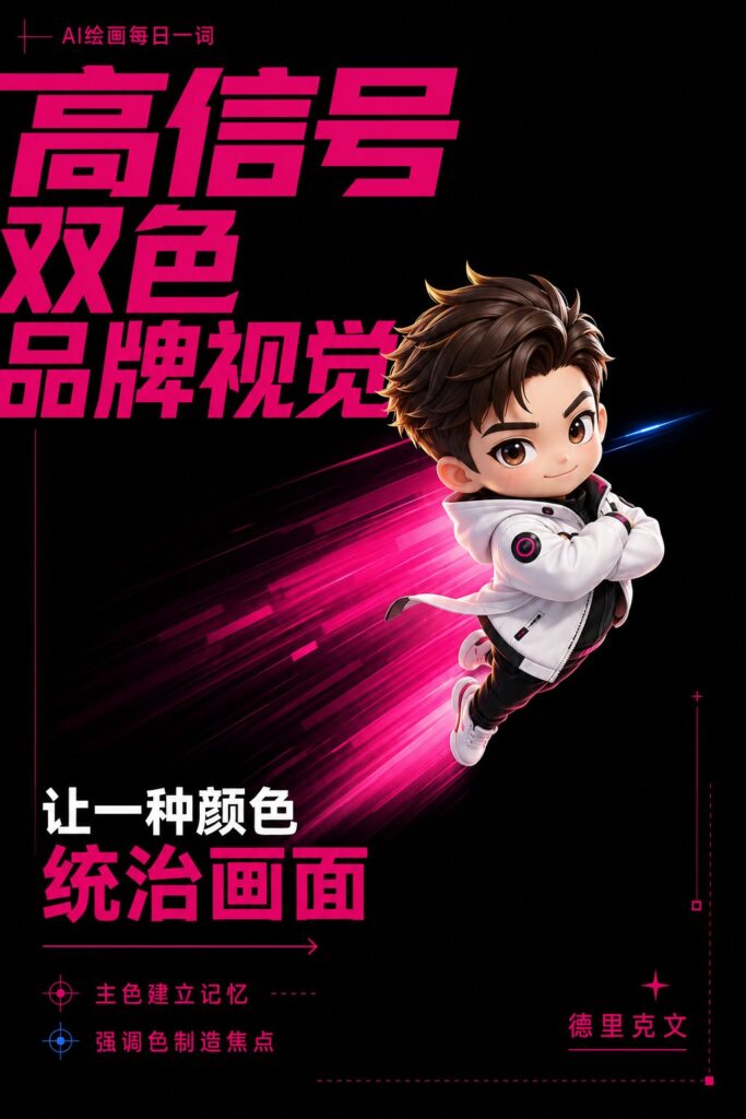 Nanobanana Pro 生成 高信号双色品牌视觉海报 - AI绘画提示词