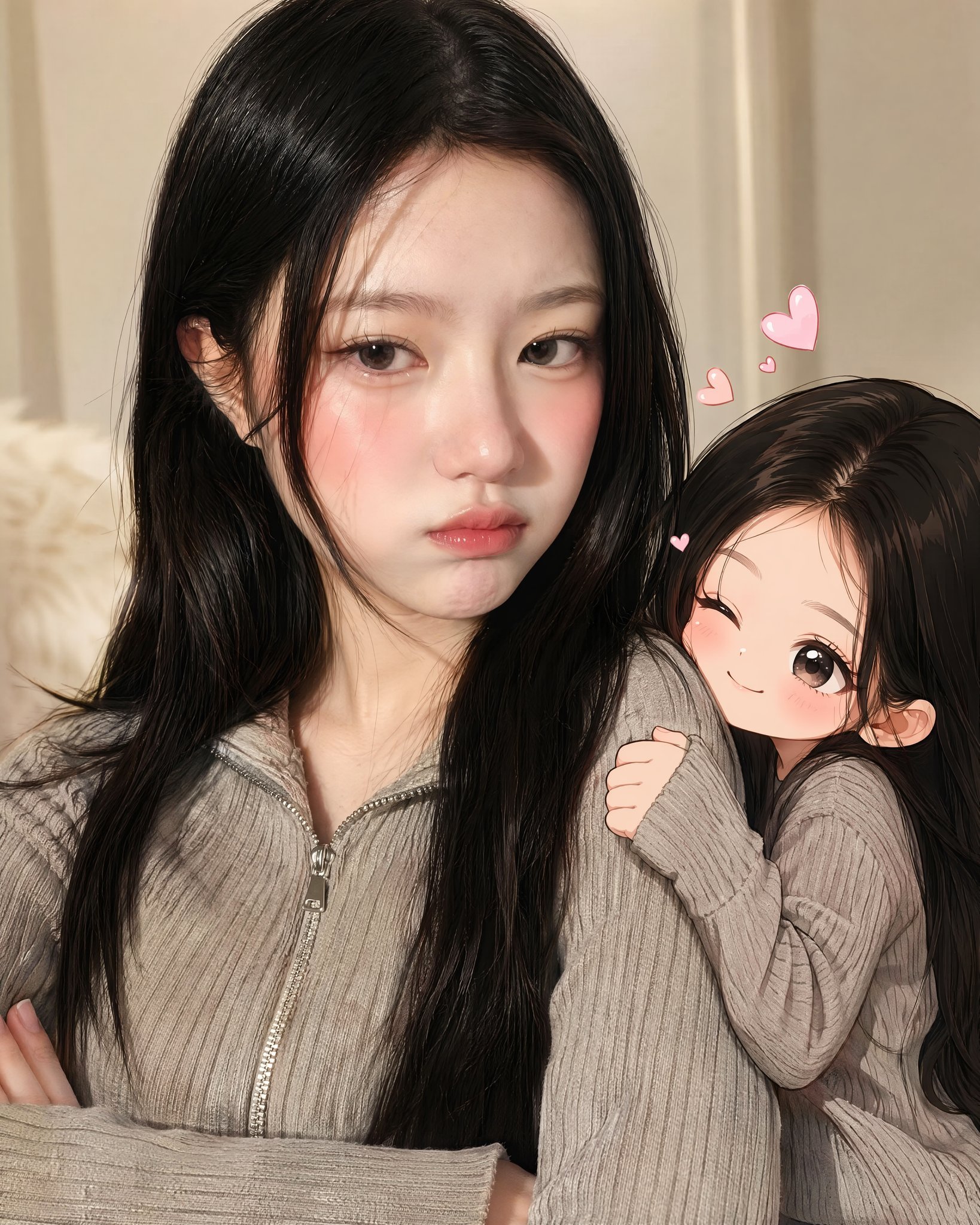 Photorealistic And Anime Companion Portrait | 写实人像与可爱动漫分身高级肖像 2 Nanobanana Pro 生成 写实人像与可爱动漫分身高级肖像 - AI绘画提示词