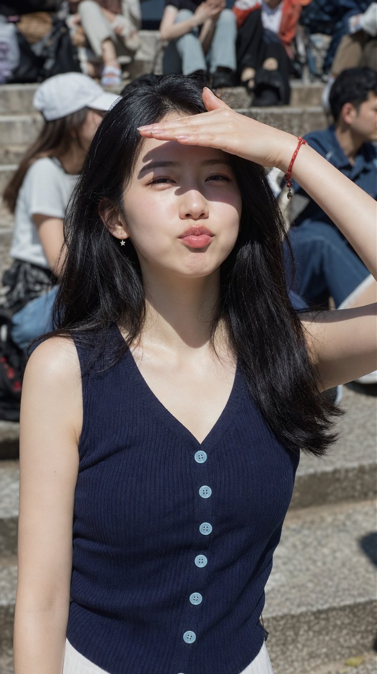 Nanobanana Pro 生成 户外日光街拍东亚女性 - AI绘画提示词
