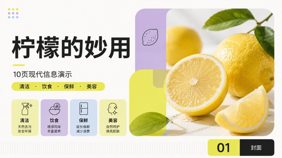 Nanobanana Pro 生成 现代模块化国际主义柠檬主题PPT系统 - AI绘画提示词