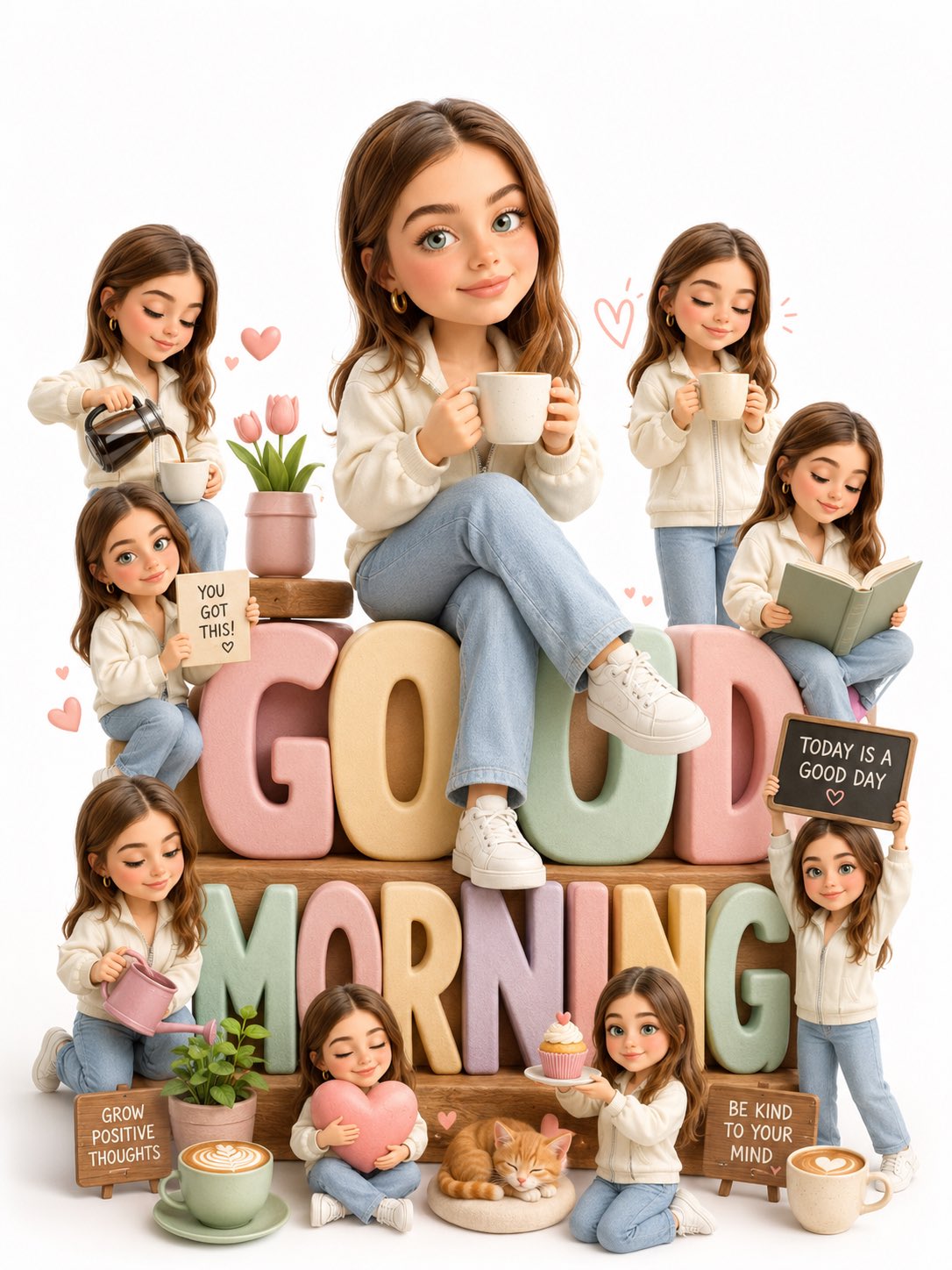 Pixar Style 3D Chibi Good Morning Scene | 皮克斯风格3D立体Q版人物早安场景 2 Nanobanana Pro 生成 皮克斯风格3D立体Q版人物早安场景 - AI绘画提示词