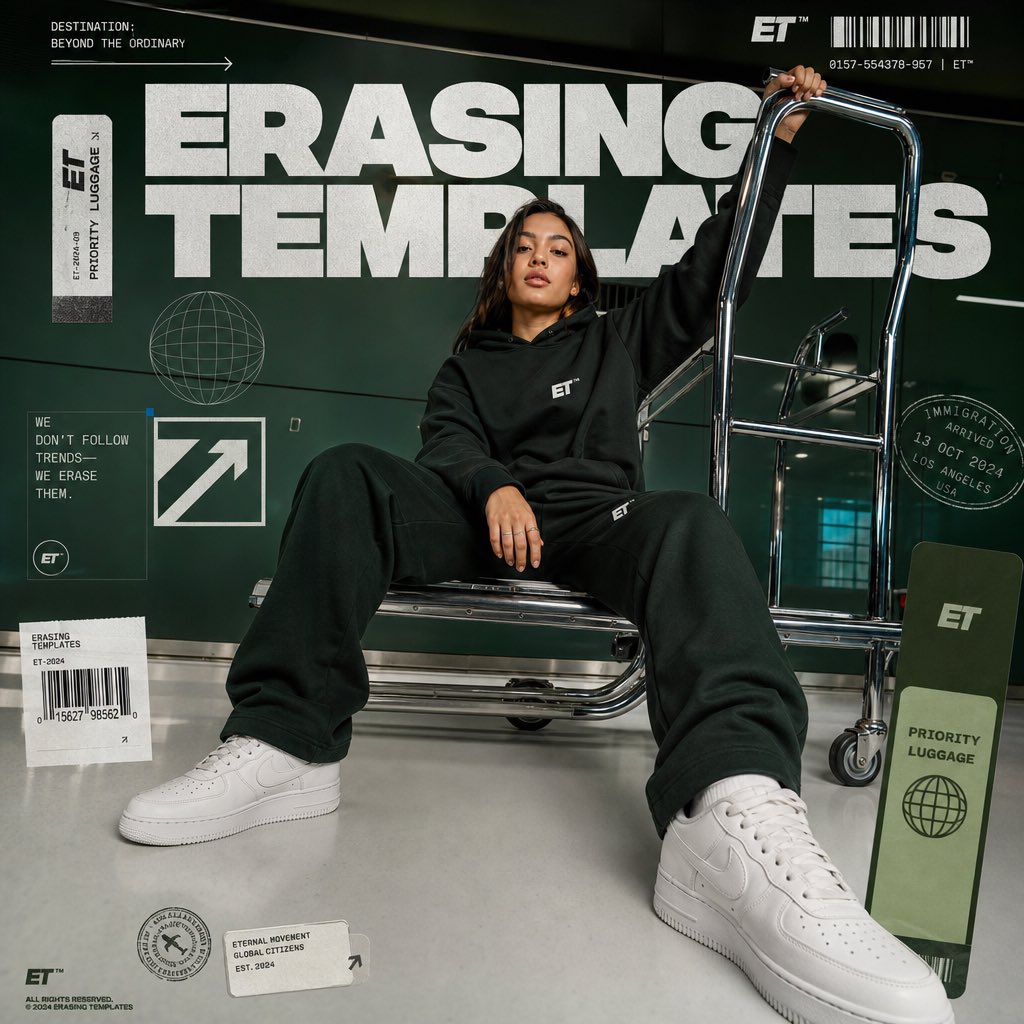 Premium Streetwear Airport Campaign Luggage Trolley | 机场潮流街拍高级时装广告大片 5 Nanobanana Pro 生成 机场潮流街拍高级时装广告大片 - AI绘画提示词