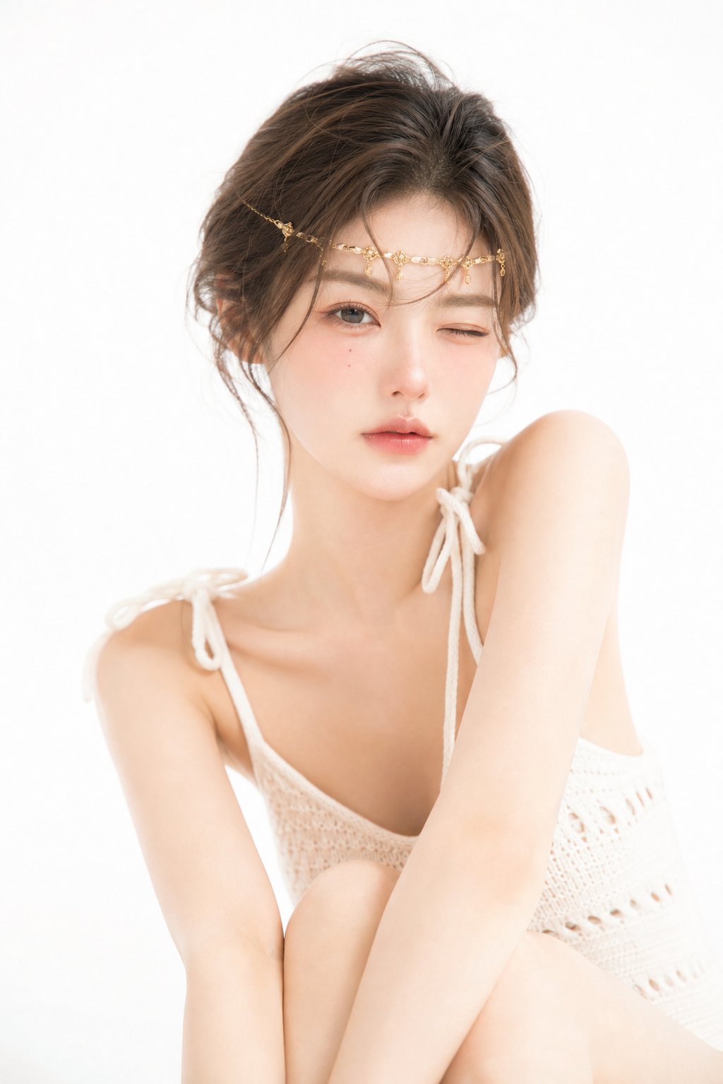 Nanobanana Pro 生成 日系杂志感香槟白少女写真 - AI绘画提示词