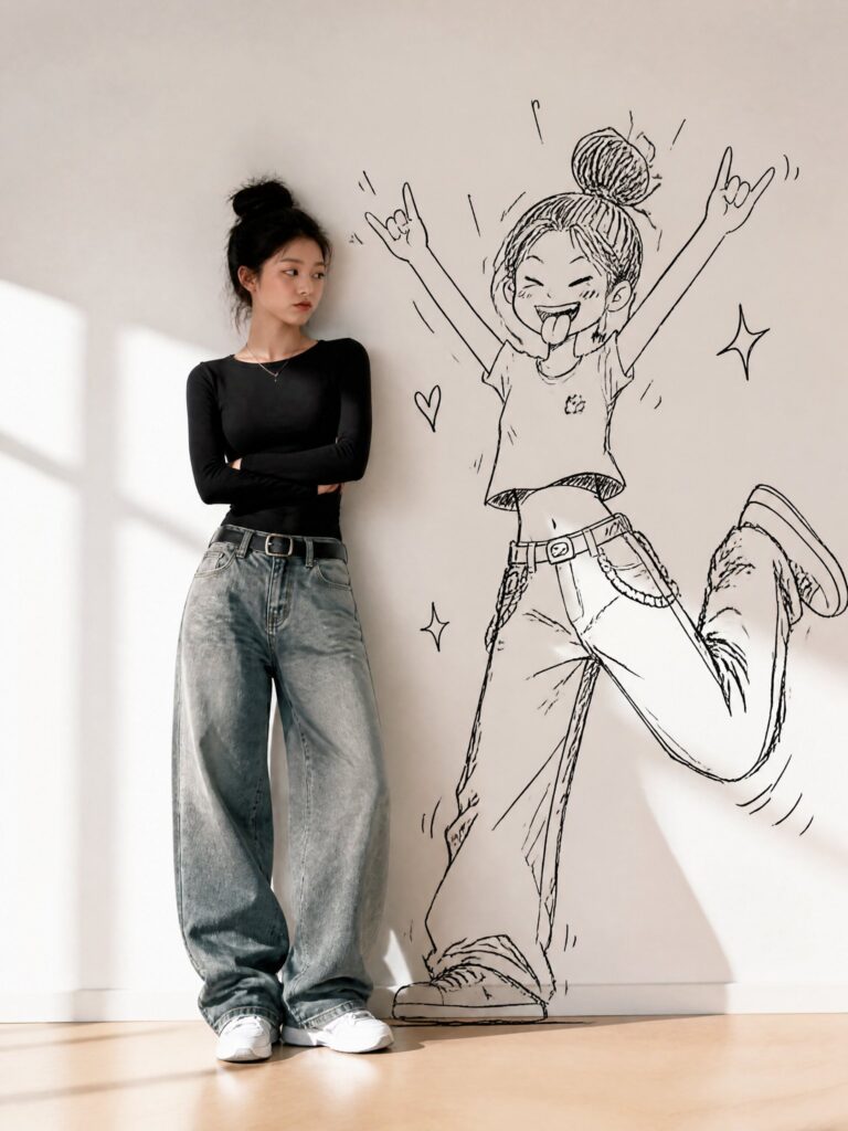 Real Person And Doodle Shadow Mixed Media Portrait | 真人与手绘涂鸦影子混合风格肖像 3 Nanobanana Pro 生成 真人与手绘涂鸦影子混合风格肖像 - AI绘画提示词