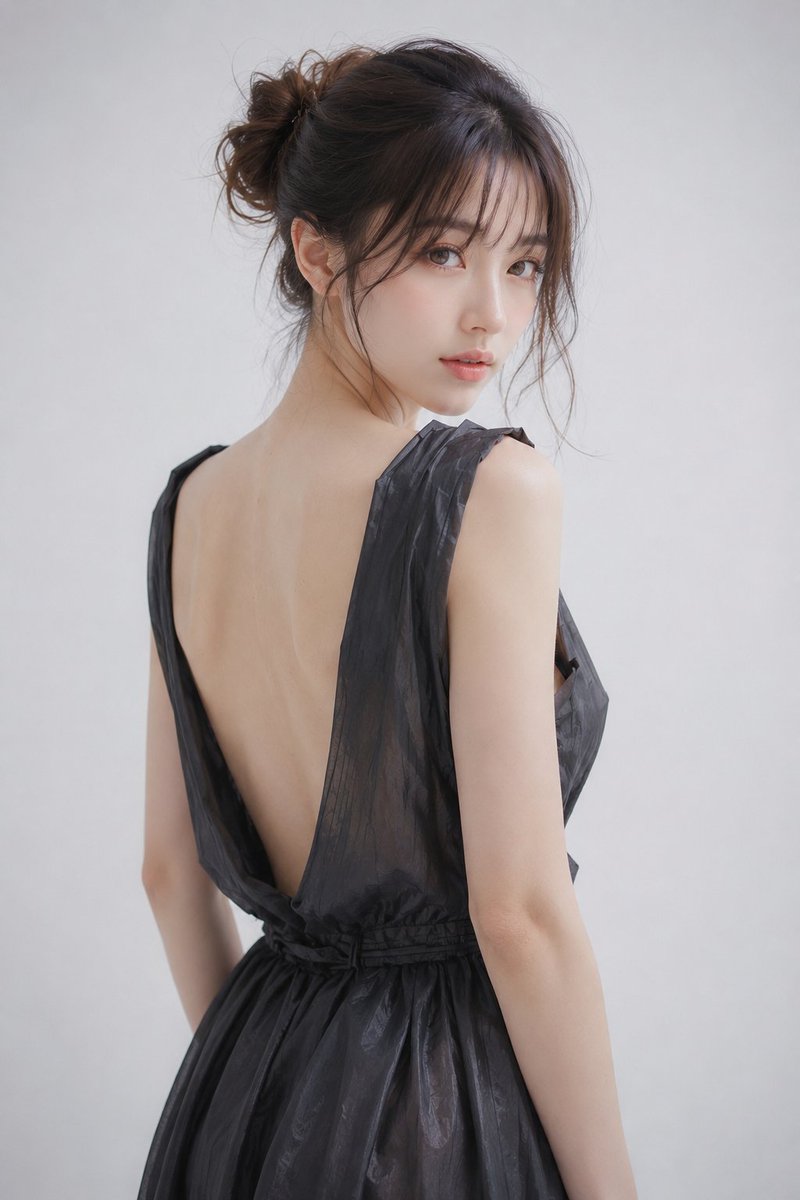 Minimalist Black Dress East Asian Woman Portrait | 极简主义黑色礼服东亚女性侧影人像 2 Nanobanana Pro 生成 极简主义黑色礼服东亚女性侧影人像 - AI绘画提示词