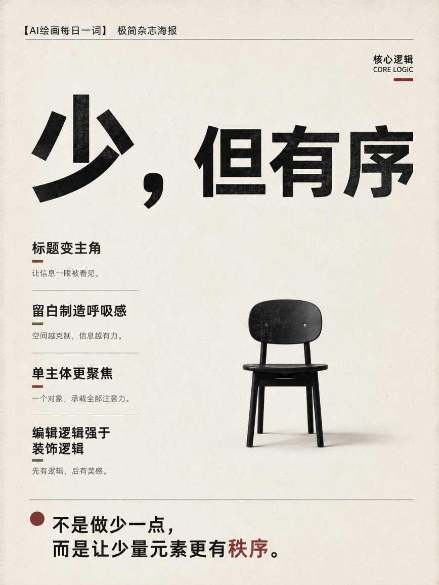 Minimalist Magazine Poster Design Prompt | 极简主义独立杂志海报设计提示词 2 Nanobanana Pro 生成 极简主义独立杂志海报设计提示词 - AI绘画提示词