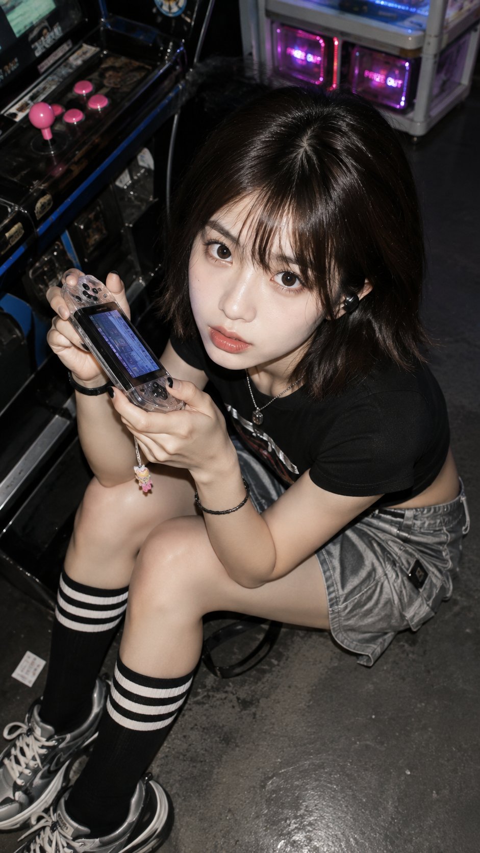 Nanobanana Pro 生成 复古数码相机直闪高角度女性写实人像 - AI绘画提示词