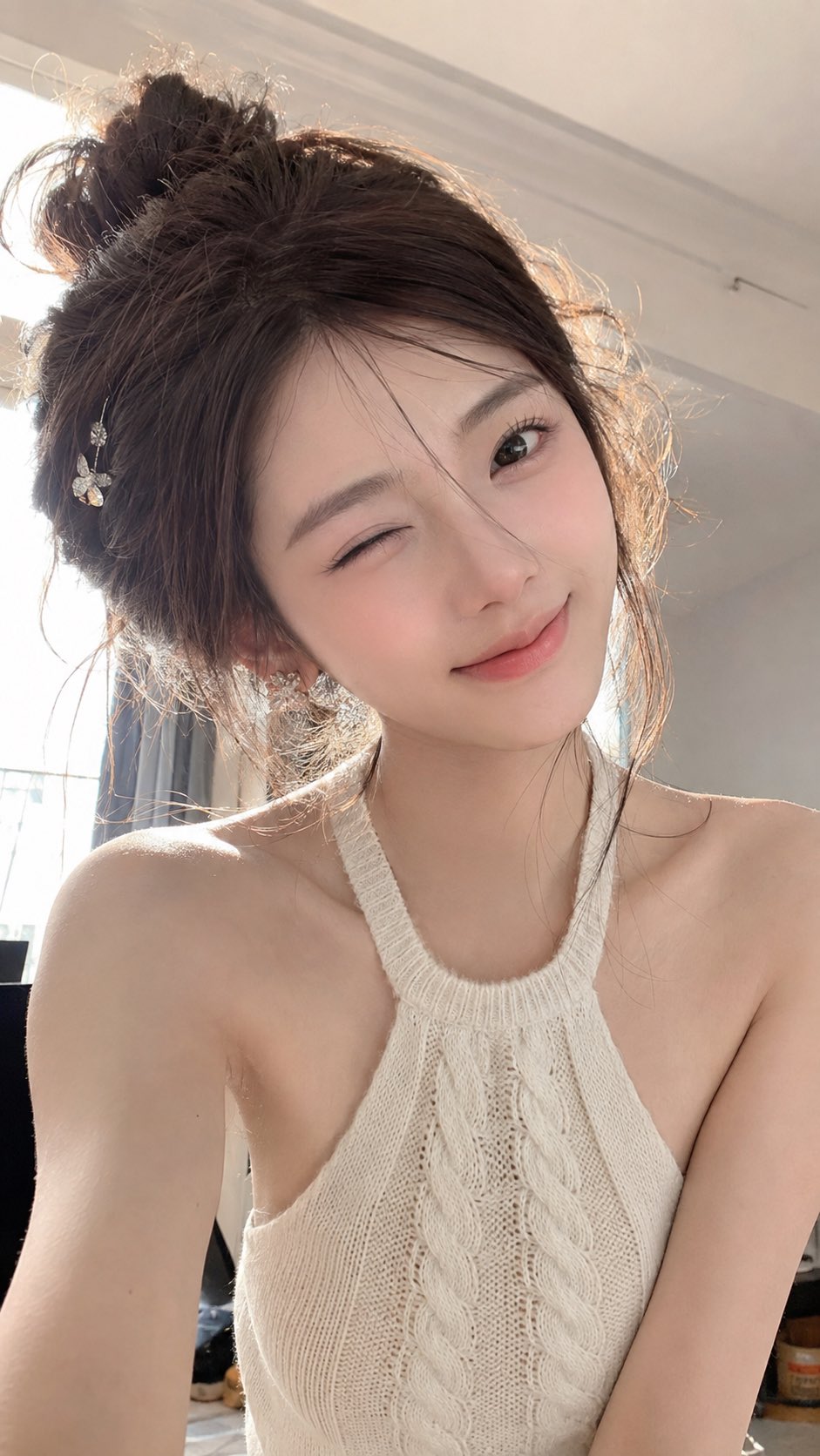 Nanobanana Pro 生成 日常快照风格写实人像摄影瓷肌美女 - AI绘画提示词
