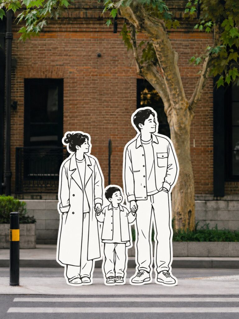 Minimalist Bw Line Art Sticker Mixed Media Photography | 极简黑白手绘线稿贴纸与实景摄影 4 Nanobanana Pro 生成 极简黑白手绘线稿贴纸与实景摄影 - AI绘画提示词