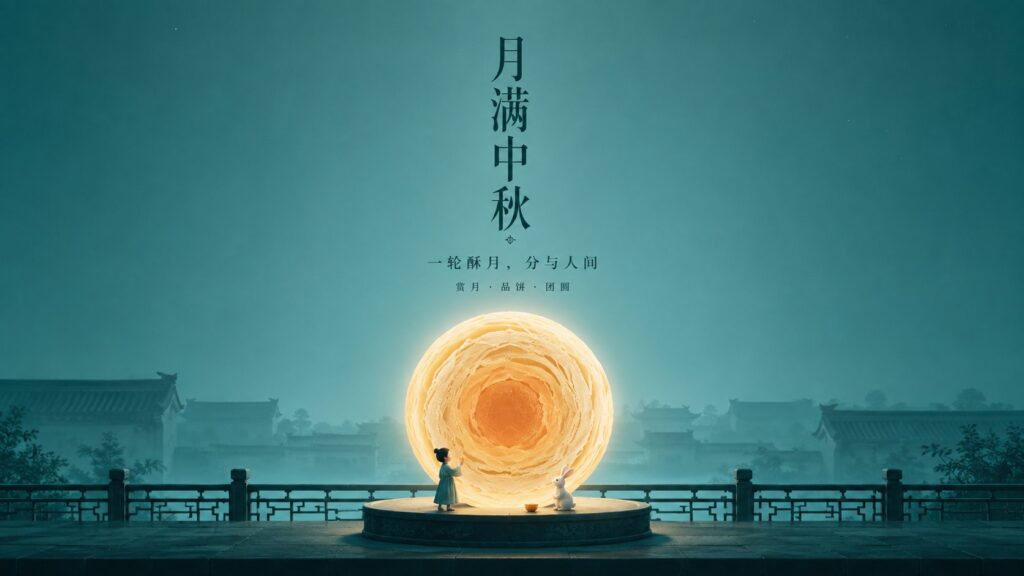 Nanobanana Pro 生成 静谧暮色圆润焦点中秋海报 - AI绘画提示词
