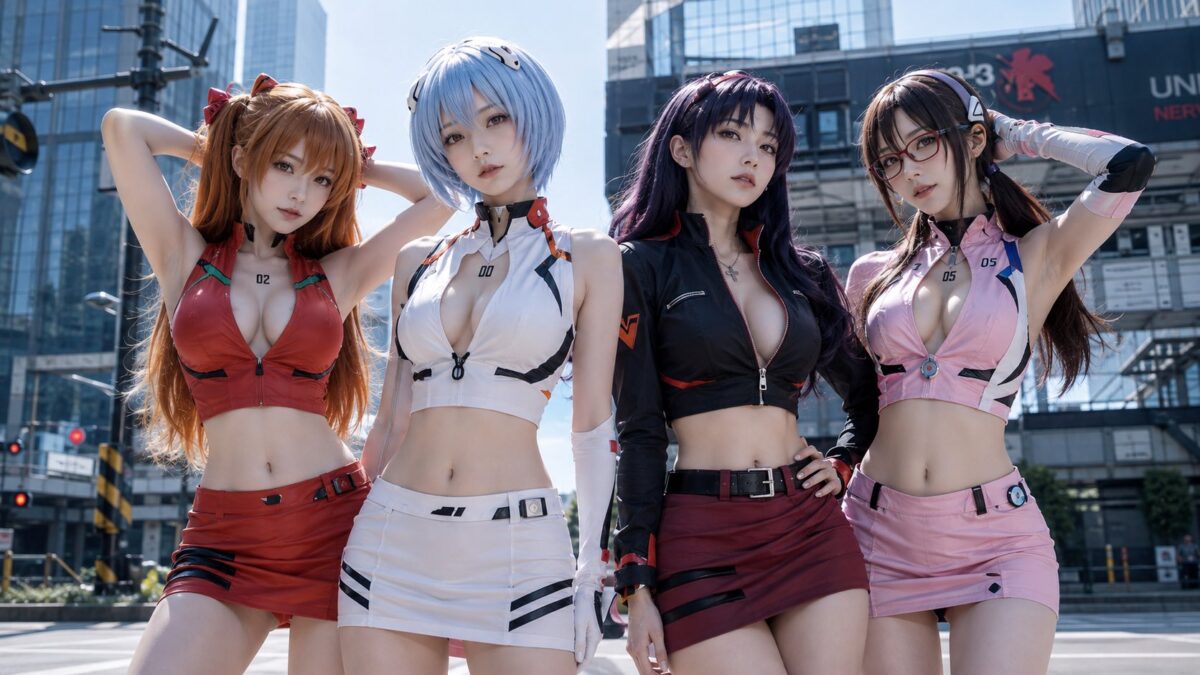 Nanobanana Pro 生成 EVA成年女性都市时尚群像摄影真人COS - AI绘画提示词