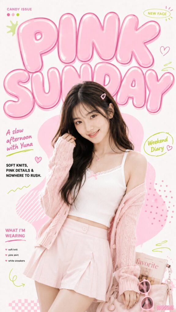 Sweet Playful Youth Magazine Cover Prompt | 甜美俏皮青春杂志封面设计 6 Nanobanana Pro 生成 甜美俏皮青春杂志封面设计 - AI绘画提示词