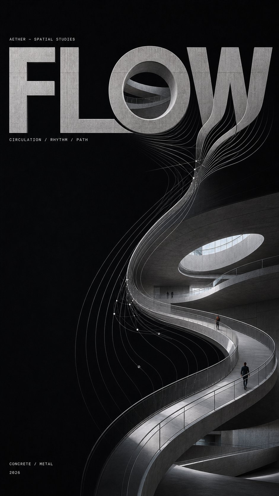 High End Experimental Architectural Typography Poster | 高端实验建筑文字空间设计海报 2 Nanobanana Pro 生成 高端实验建筑文字空间设计海报 - AI绘画提示词