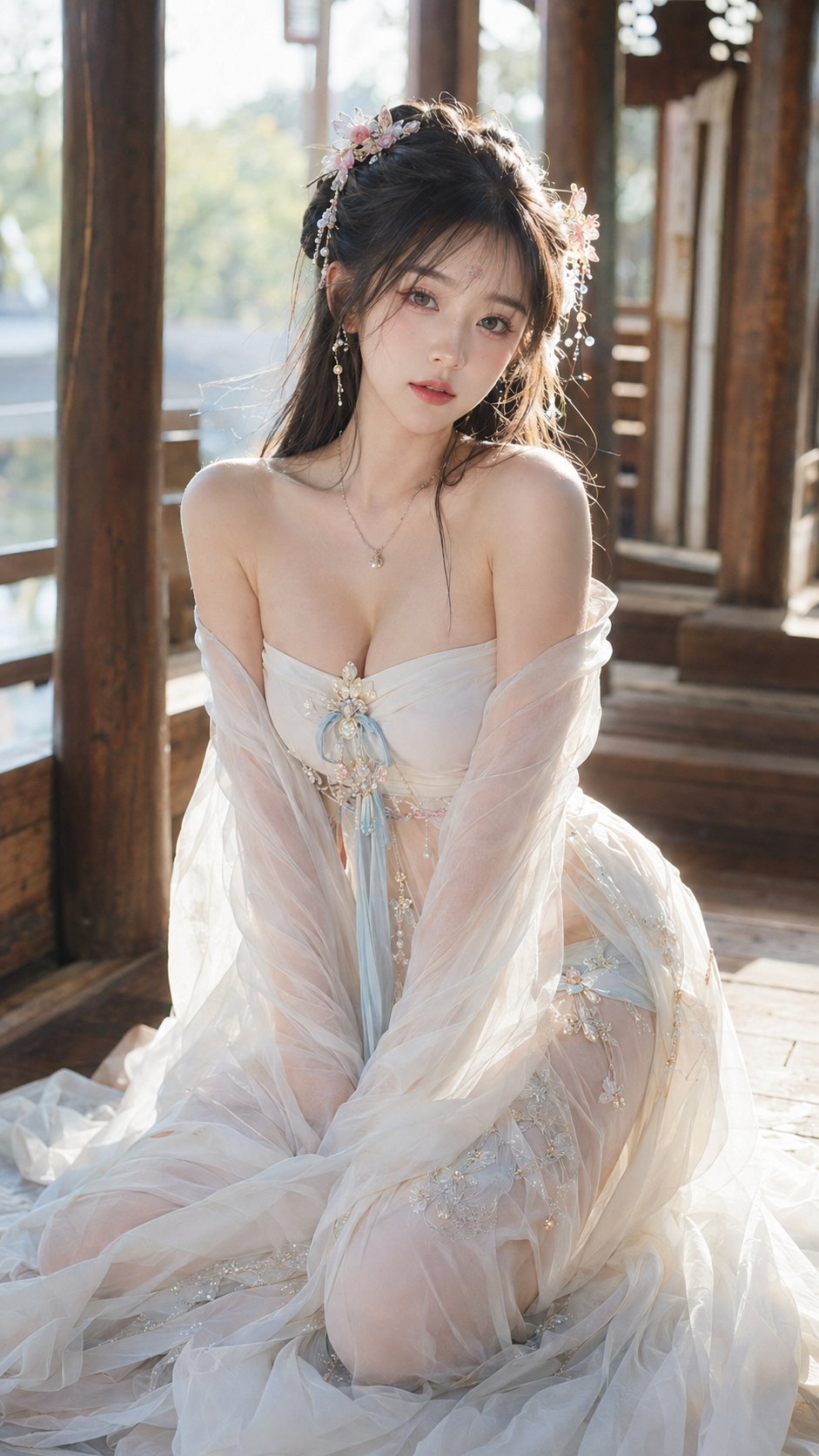 Nanobanana Pro 生成 古风仙侠柔美梦幻写真丰满东方女性 - AI绘画提示词