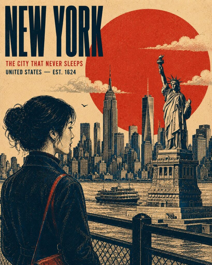 Premium Retro Screen Print Travel Poster Prompt | 高级复古丝网印刷旅行海报插图提示词 6 Nanobanana Pro 生成 高级复古丝网印刷旅行海报插图提示词 - AI绘画提示词