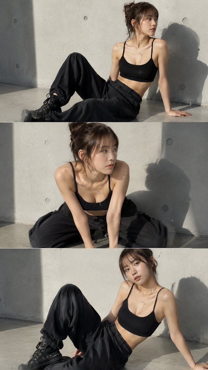 Japanese Woman Fashion Studio Triptych Prompt | 极简影棚三联画日本时尚女性人像摄影 2 Nanobanana Pro 生成 极简影棚三联画日本时尚女性人像摄影 - AI绘画提示词