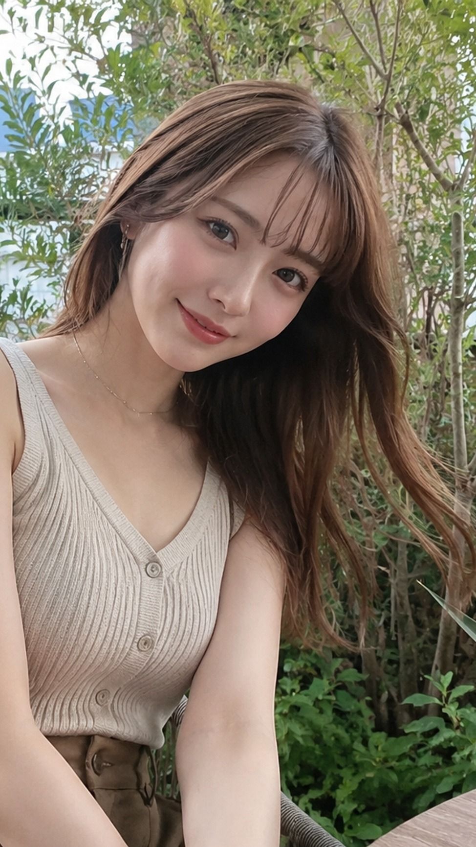 Nanobanana Pro 生成 阳台藤椅上的都市女性人像 - AI绘画提示词