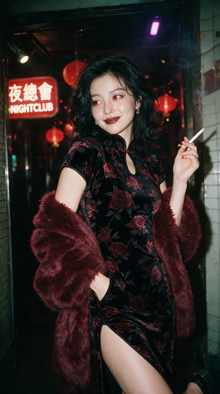 Nanobanana Pro 生成 90年代香港复古电影感美艳佳人 - AI绘画提示词