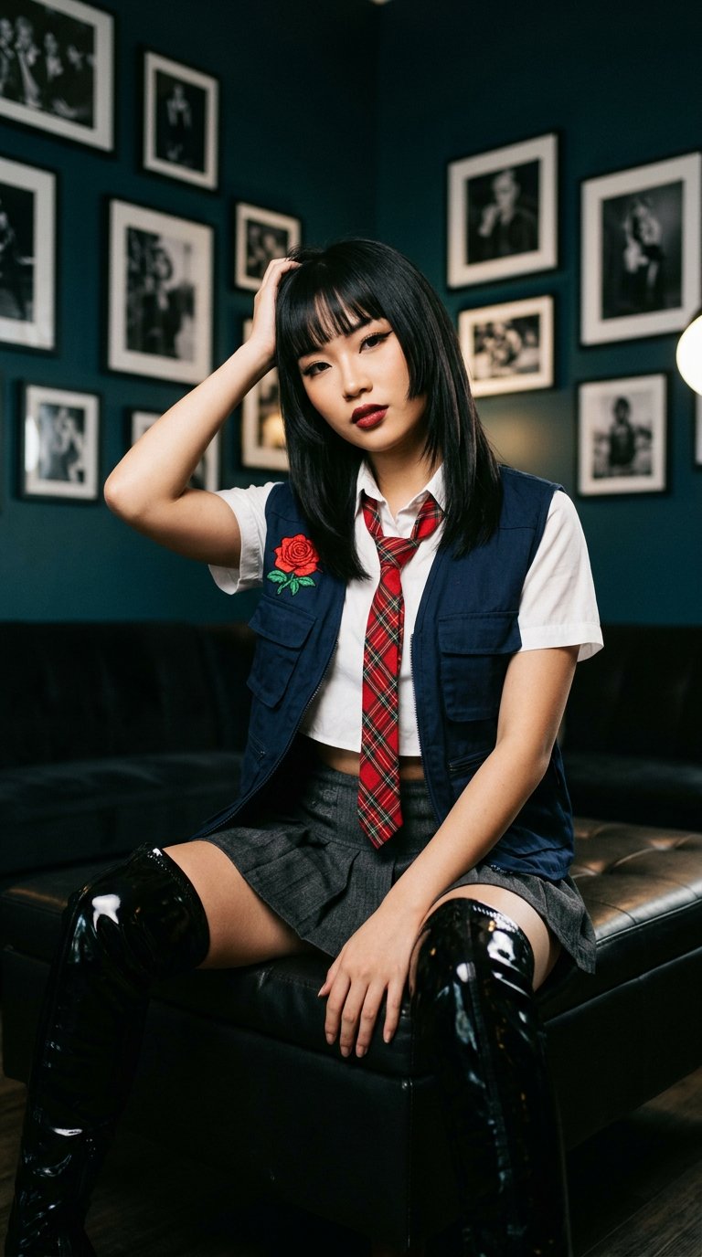 Nanobanana Pro 生成 姬发式东亚女性时尚肖像Kpop风格 - AI绘画提示词