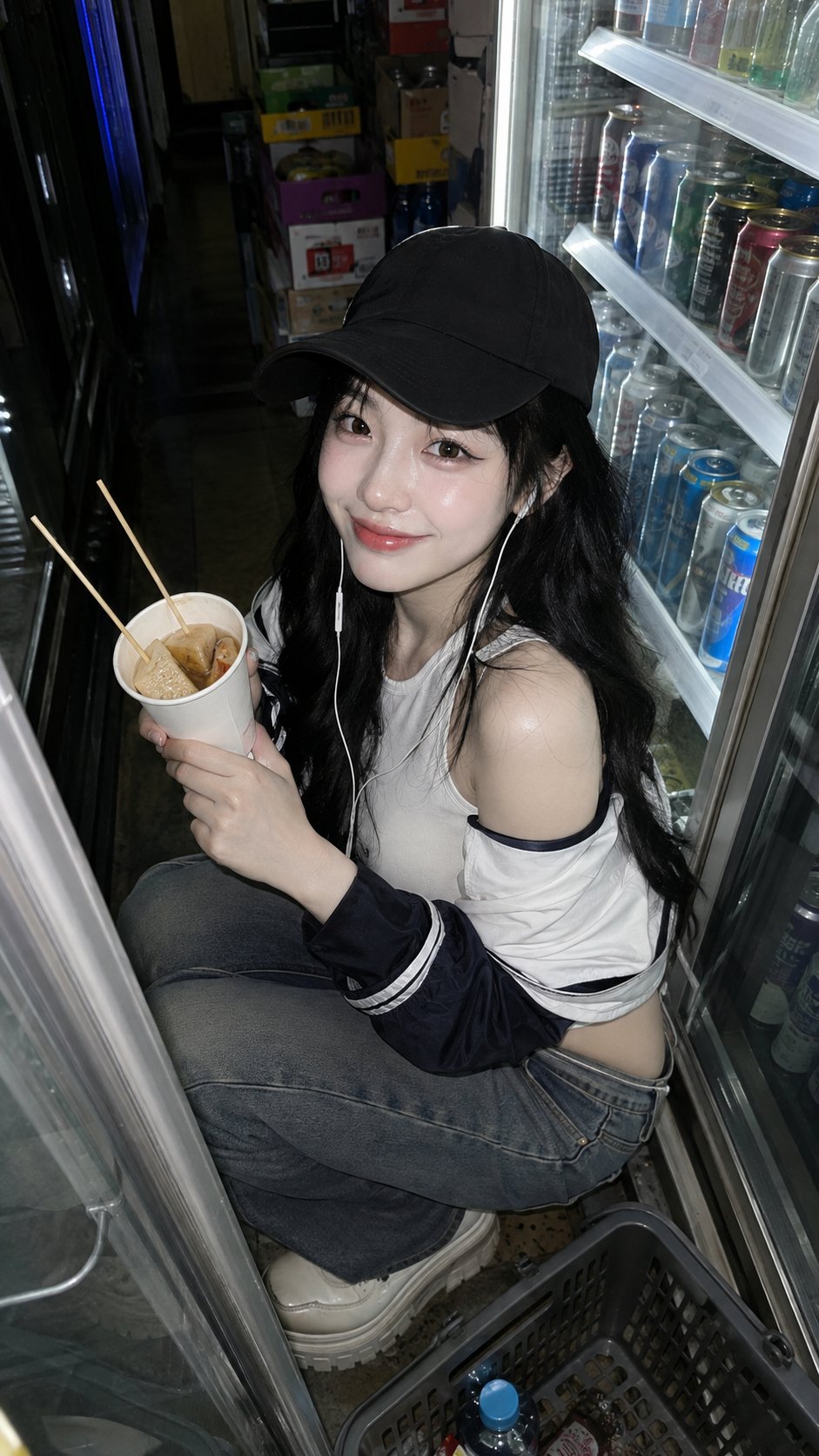 Nanobanana Pro 生成 韩系女友便利店夜宵数码卡片机抓拍 - AI绘画提示词