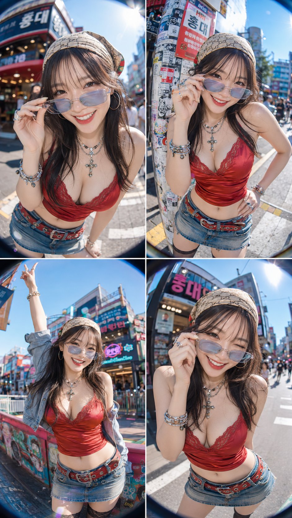 Seoul Hongdae Y2K Fisheye | 弘大街头的 Y2K 鱼眼胶片少女 2 Nanobanana Pro 生成 弘大街头的 Y2K 鱼眼胶片少女 - AI绘画提示词