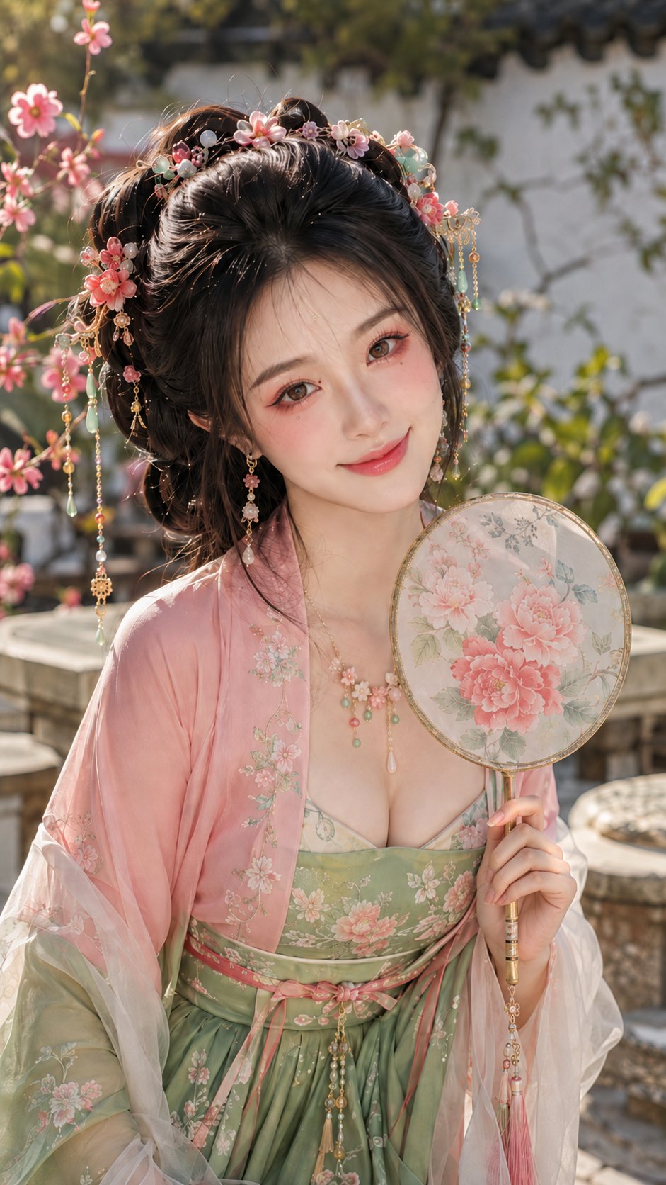 Nanobanana Pro 生成 古风茜粉豆蔻绿娇艳贵女美妆写真 - AI绘画提示词