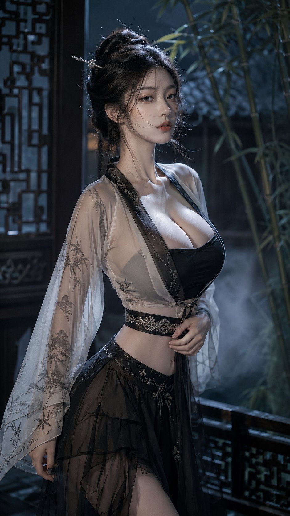 New Chinese Fashion Editorial Cold Dreamcore Portrait | 新中式时尚冷艳御姐半身写真 2 Nanobanana Pro 生成 新中式时尚冷艳御姐半身写真 - AI绘画提示词