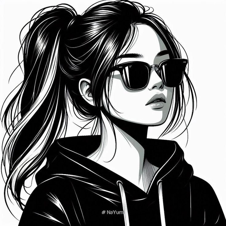 Nanobanana Pro 生成 高对比度黑白墨绘时尚女性插画 - AI绘画提示词