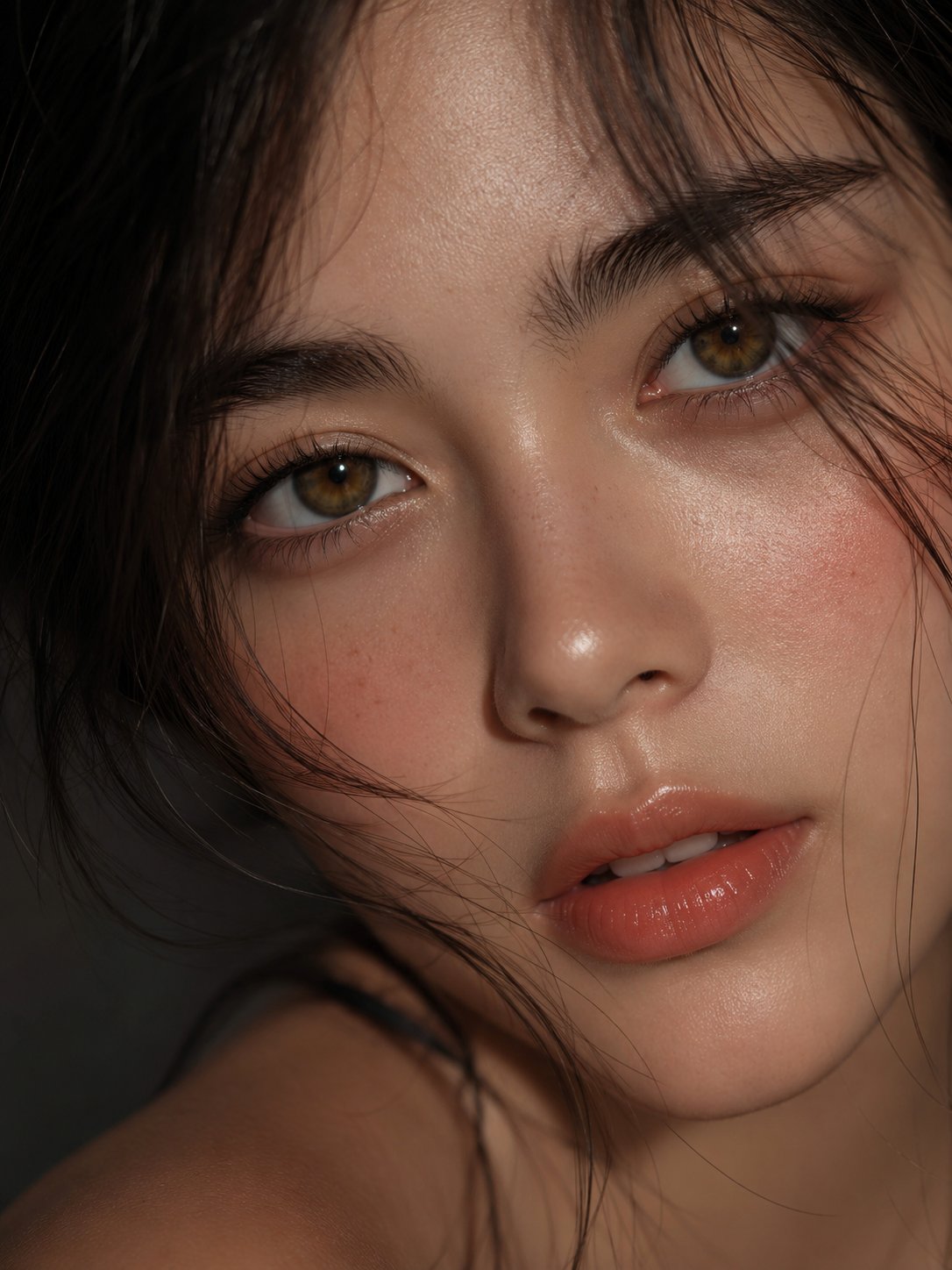 Nanobanana Pro 生成 极近距离特写女性美妆人像摄影 - AI绘画提示词
