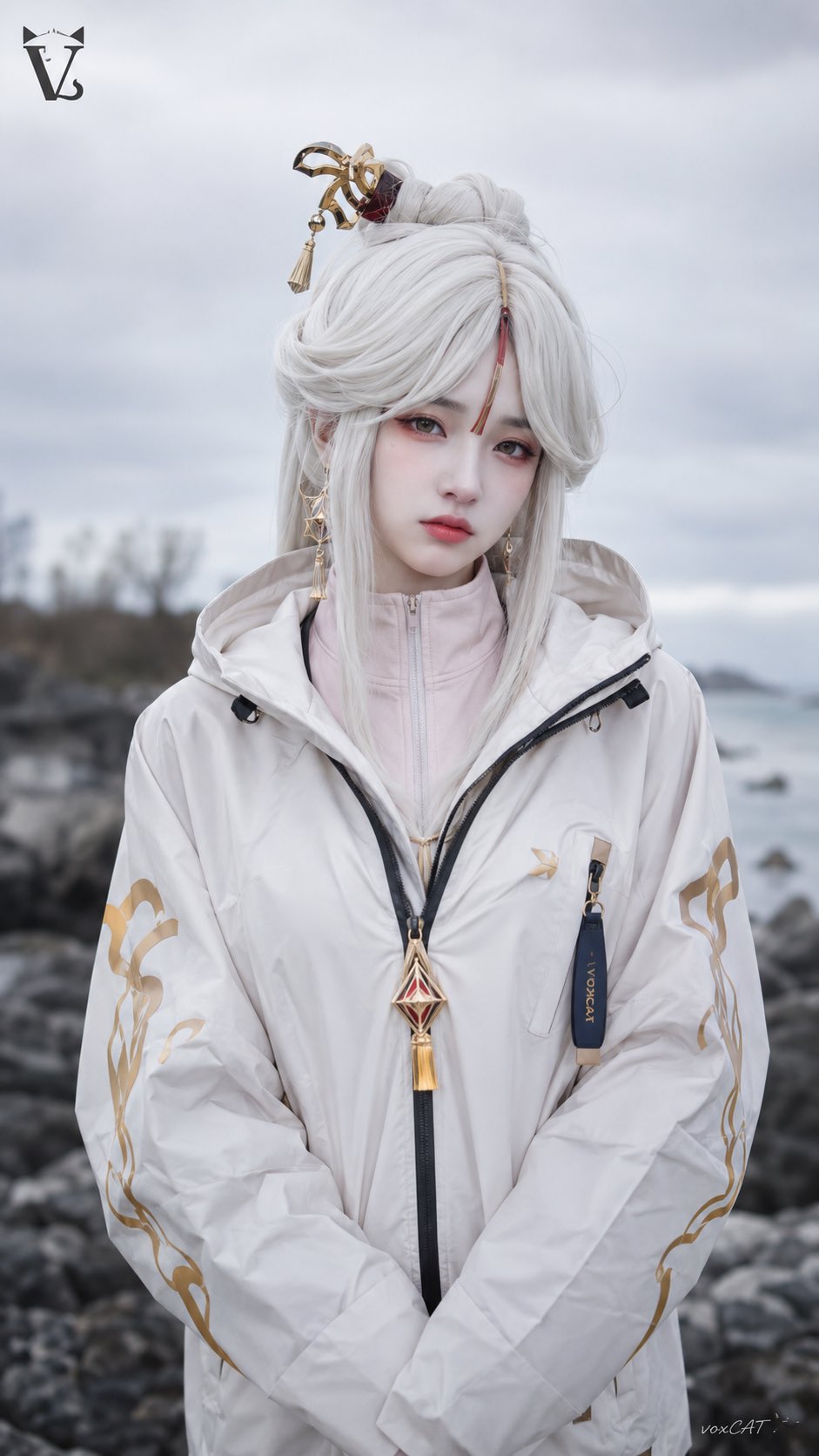 Nanobanana Pro 生成 户外冷调日系少女写真 - AI绘画提示词